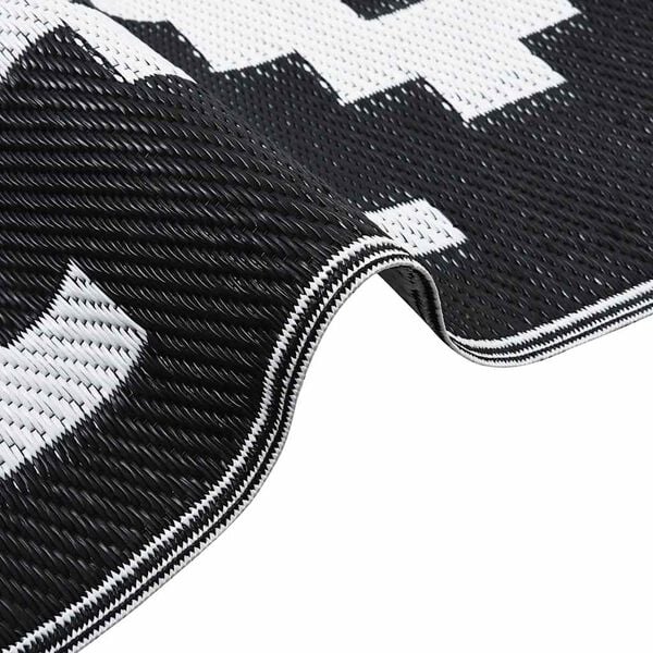 vidaXL Uteteppe ARAKIL hvit og svart 190x290 cm PP