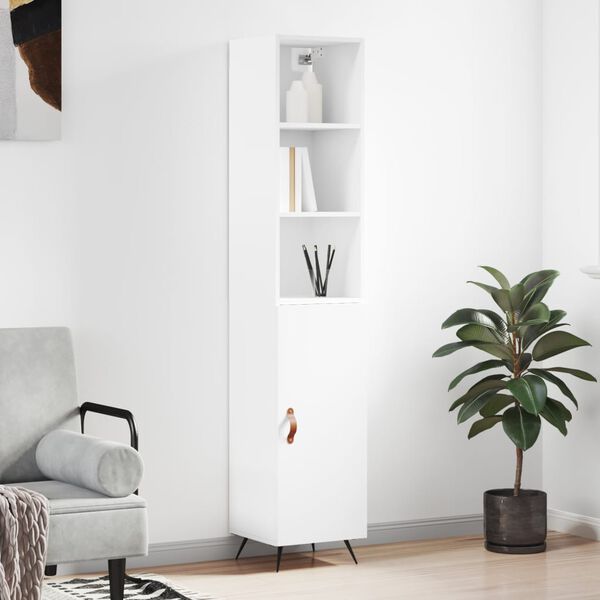 vidaXL Highboard h&oslash;yglans hvit 34,5x34x180 cm konstruert tre