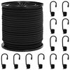 vidaXL Bungee Snorer med Kroker 4 mm Svart PP og gummi