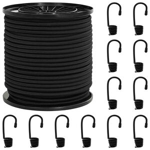 vidaXL Bungee Snorer med Kroker 4 mm Svart PP og gummi