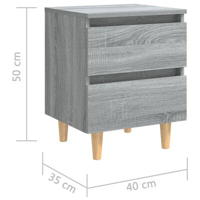 vidaXL Nattbord med ben i heltre grå sonoma eik 40x35x50 cm