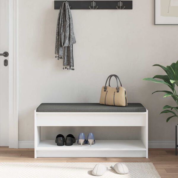 vidaXL Gangbenk Hvit 103 x 38 x 45 cm Konstruert treverk og stoff