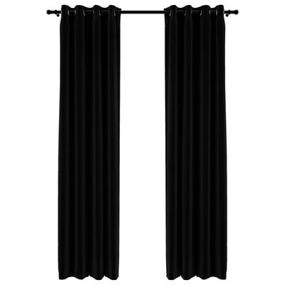 vidaXL Lystette gardiner maljer og lin-design 2 stk svart 140x225 cm