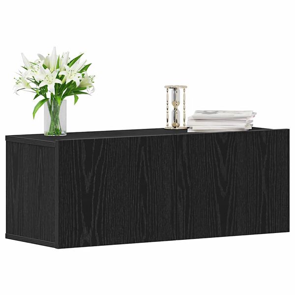 vidaXL TV-skap 2 pcs Svart Eik 80 x 30 x 30 cm Konstruert tre