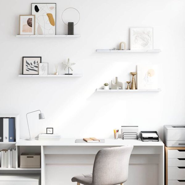 vidaXL Vegghylle 4 pcs Hvit marmor 80 x 9 x 3 cm Konstruert tre