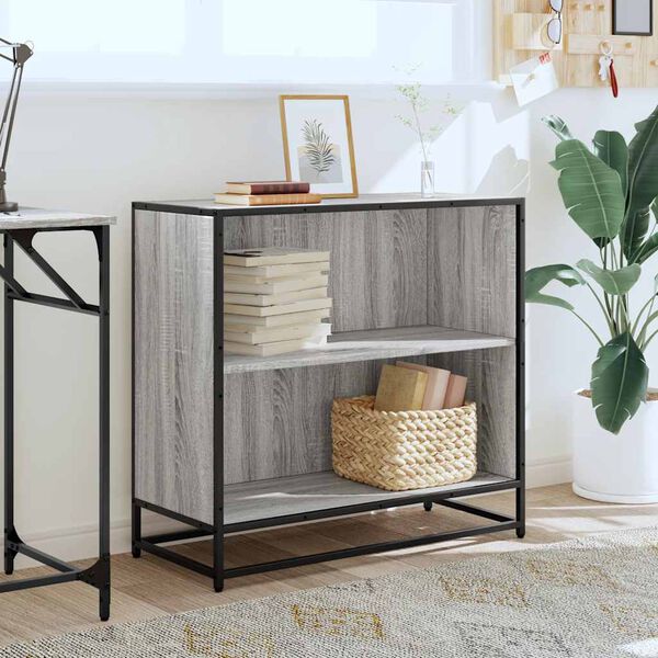 vidaXL Bokhylle grå sonoma 80,5x35x76 cm konstruert tre