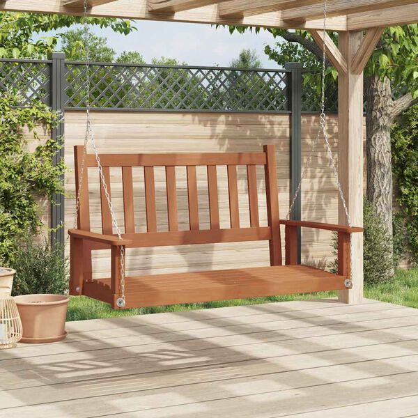 vidaXL Hagebenk med metallkjeder brun heltre gran