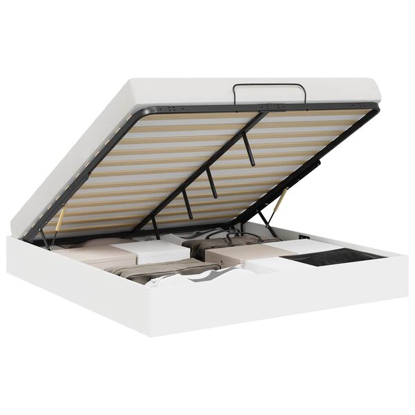 vidaXL Ottoman sengeramme med lagring Hvit 193 x 120 x 25 cm Sponplate