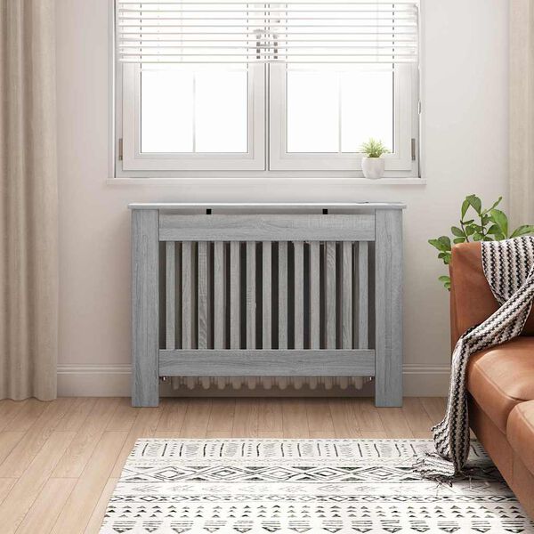 vidaXL Radiator Deksel Gr&aring; Sonoma 112 x 19 x 81,5 cm Konstruert tre