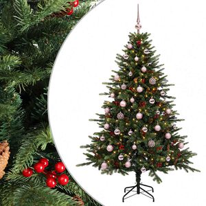 vidaXL Kunstig juletre med julekuler 120 cm 150 LED-lys Varmhvit