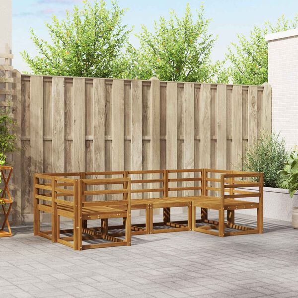 vidaXL Utend&oslash;rs sofa-sett 6 pcs Naturlig Solid akasietre