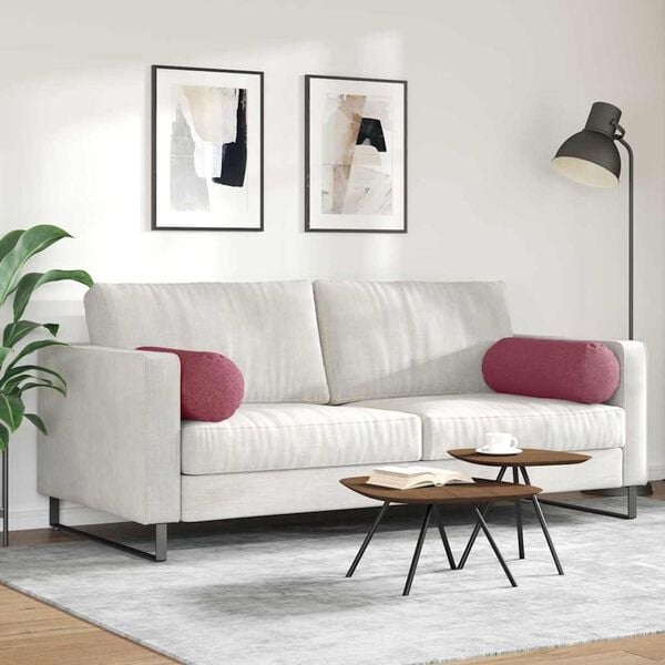 vidaXL Bolster puter 2 pcs Vinrød Ø 25 x 70 cm stoff