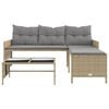 vidaXL Hagesofa med bord og puter L-formet blandet beige polyrotting
