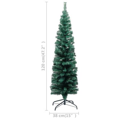 vidaXL Forhåndsbelyst kunstig juletre med stativer grønn 120 cm PVC