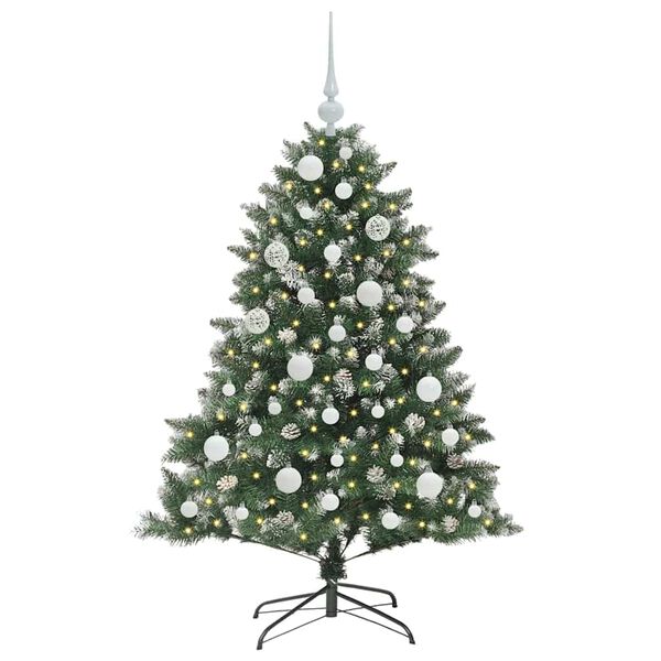 vidaXL Kunstig juletre med 150 LED gr&oslash;nn 120 cm PVC og plast og st&aring;l