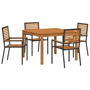 vidaXL Hage Spisegruppe 5 pcs Svart Poly rattan