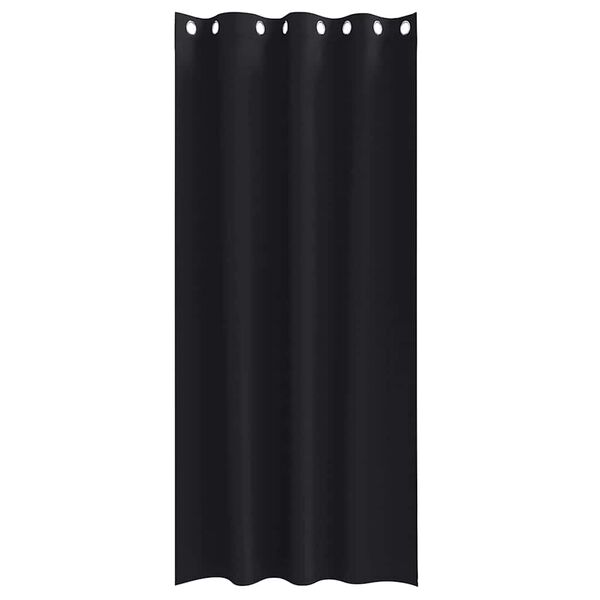 vidaXL M&oslash;rkleggende Gardiner med Ringer 2 pcs Svart 260 x 140 cm