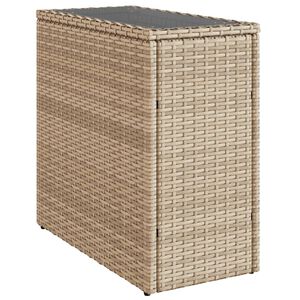 vidaXL Hagebord med glassplate beige 58x27,5x55 cm polyrotting