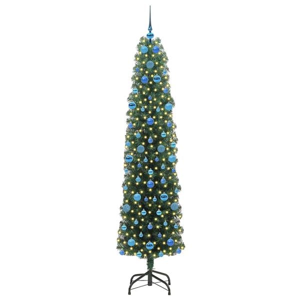 vidaXL Kunstig juletre med 300 LED gr&oslash;nn 210 cm PVC og st&aring;l og plast