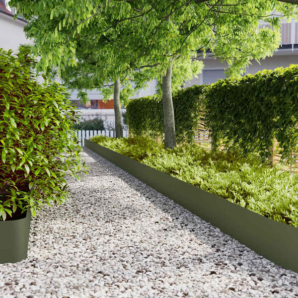 vidaXL Plenkanter 10 stk olivengr&oslash;nn 25x103 cm kaldvalset st&aring;l