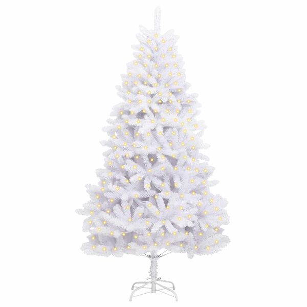 vidaXL Kunstig juletre med 300 LED Hvit 180 cm PVC og metall