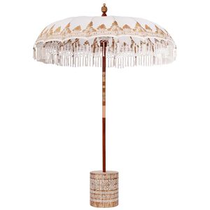 vidaXL Balinesisk parasoll med base Krem &Oslash; 180-190 cm