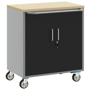 vidaXL Trolley Rullende Arbeidsbenk Svart og Gr&aring; 75 x 45 x 85 cm
