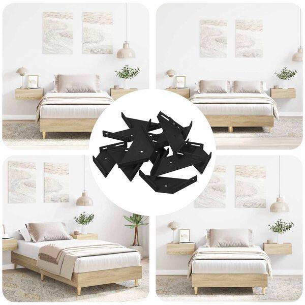 vidaXL Hj&oslash;rnest&oslash;tte 12 pcs Svart 138,5 x 50,5 x 16 mm Jern