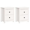 vidaXL Nattbord 2 stk hvit 50x35x61,5 cm heltre furu