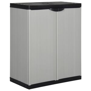 vidaXL Oppbevaringsskap til hage med 1 hylle gr&aring; og svart 68x40x85 cm