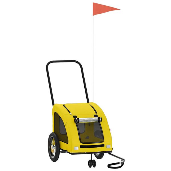 vidaXL Kjæledyrsykkelhenger gul oxfordstoff og jern