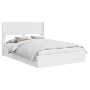 vidaXL Sengramme med oppbevaring og hodegavl Hvit 140 x 190 cm