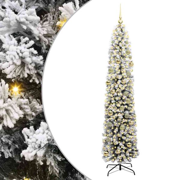 vidaXL Kunstig juletre med 300 LED gr&oslash;nn 210 cm PVC og st&aring;l og plast