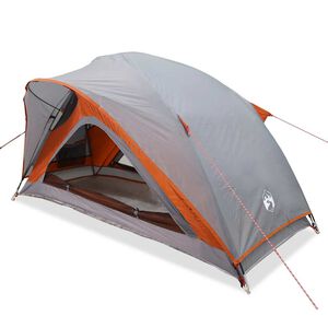 vidaXL Campingtelt 1 person gr&aring; og oransje vanntett
