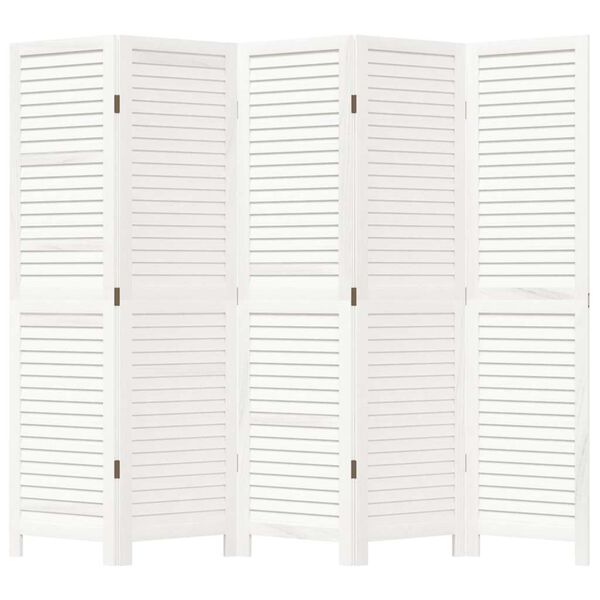 vidaXL Romdeler 5 paneler hvit heltre keisertre