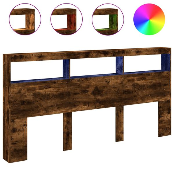 vidaXL Hodegavl skap med LED r&oslash;kt eik 200x17x102 cm