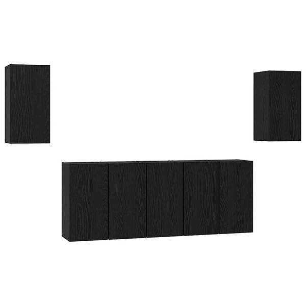 vidaXL TV-benksett 7 pcs Svart Eik 30,5 x 30 x 60 cm Konstruert tre