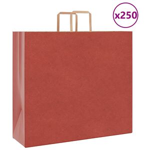 vidaXL Papirposer 250 stk med h&aring;ndtak r&oslash;d 54x15x49 cm
