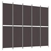 vidaXL Romdeler 5 paneler brun 250x220 cm stoff