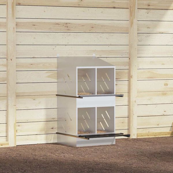 vidaXL kyllinghekkeboks med 4 rom galvanisert sølvmetall