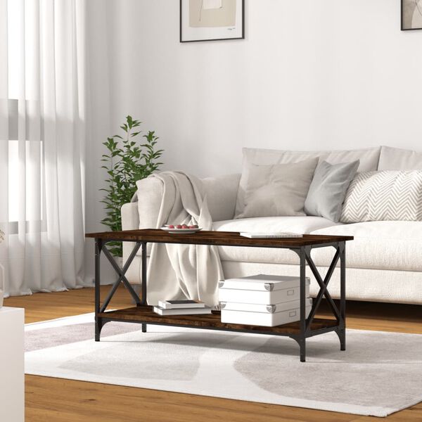 vidaXL Salongbord r&oslash;kt eik 100x45x45 cm konstruert tre og jern