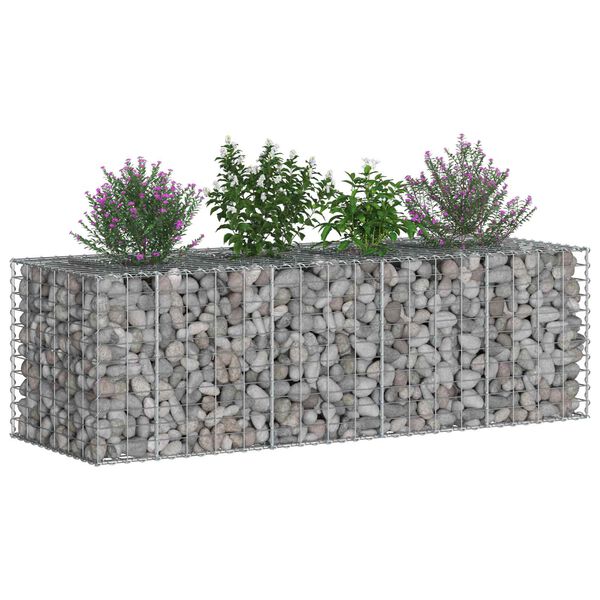 vidaXL Gabion hevet seng s&oslash;lv 180 x 60 x 55 cm Galvanisert St&aring;l