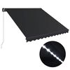 vidaXL Manuell uttrekkbar markise med LED 350x250 cm antrasitt