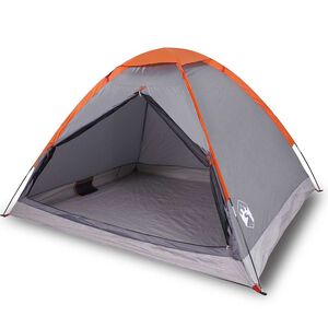 vidaXL Kuppeltelt for camping 2 personer gr&aring; og oransje vanntett