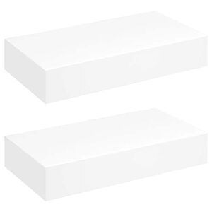 vidaXL Vegghyller med skuff 2 stk hvit 48 cm