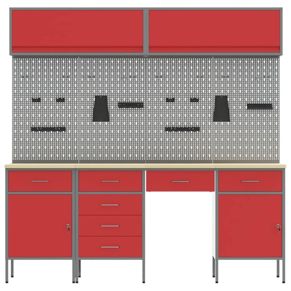 vidaXL Arbeidsbenk med skuff 10 pcs Svart 200 x 55 x 200 cm Stål