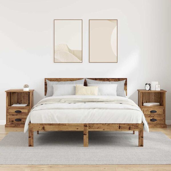 vidaXL Nattbordskap 2 pcs Gammelt tre 36 x 43 x 60 cm Konstruert tre