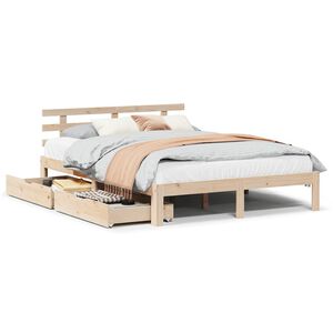 vidaXL Sengeramme med skuffer 120x190 cm heltre furu