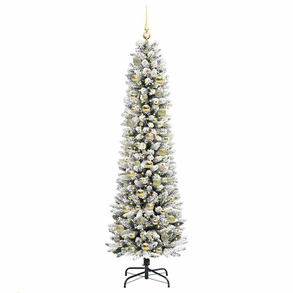 vidaXL Kunstig juletre med 300 LED Hvit 180 cm PVC og Metall og Plast
