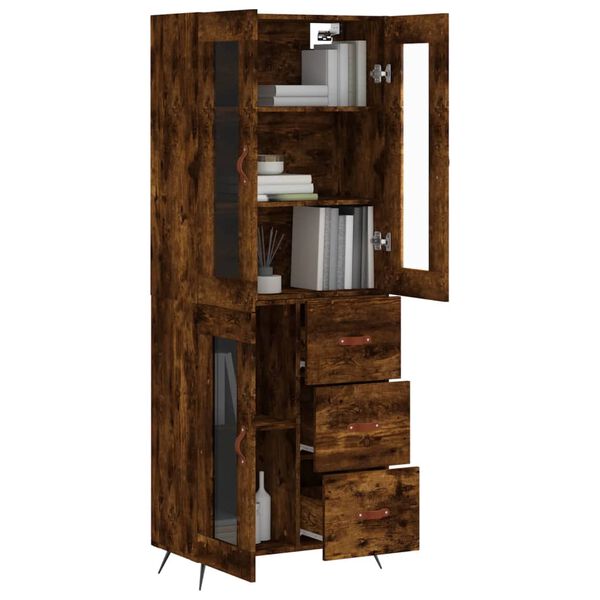 vidaXL Highboard r&oslash;kt eik 69,5x34x180 cm konstruert tre
